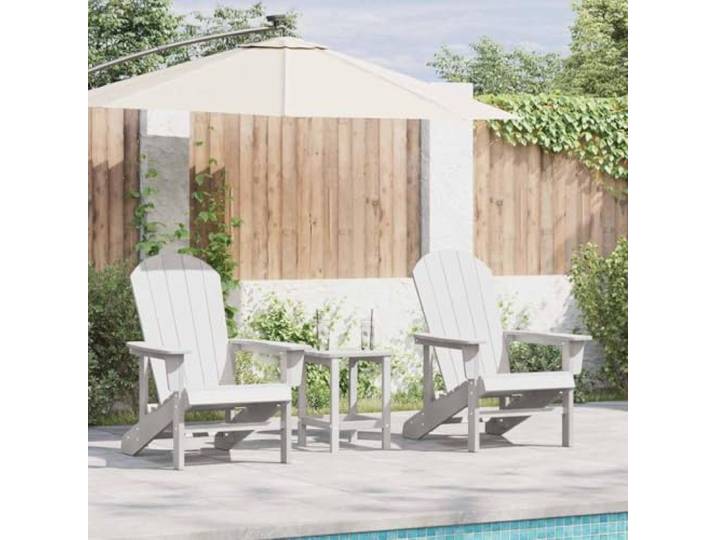 DYRJDJWIDHW Polyethylen Terrasse Modern 3 Stück Weiß 82x74x92 cm Gartenstuhl Set 3-tlg Weiß Polyethylen Wetterfest Balkon Terrassen Möbel Stapelbar Sitzgruppe mit Tisch