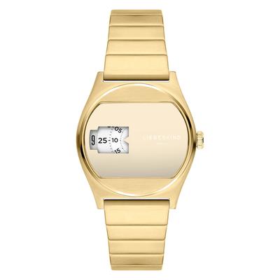 Quarzuhr LIEBESKIND BERLIN "Vinyl Vision", gold (goldfarben), Armbanduhren, Damen, Quarzuhr, Armbanduhr, Damenuhr, Edelstahlarmband, analog