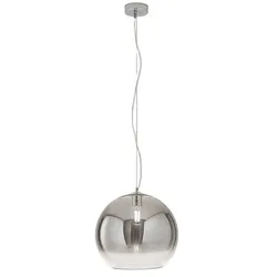 Pendelleuchte aus rauchfarbenem, mundgeblasenem Glas mit poliertem Chrom- und Aluminiumgestell, E27-Fassung, Durchmesser 35 cm - Perenz