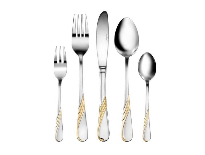 Karcher Besteck-Set Flame 72-teilig, Edelstahl, 68 teilig für 12 Personen, Edelstahl, dekorvergoldet