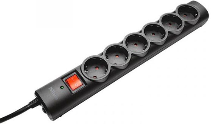 TOMADA TRUST 6 PORTAS SURGE GUARD