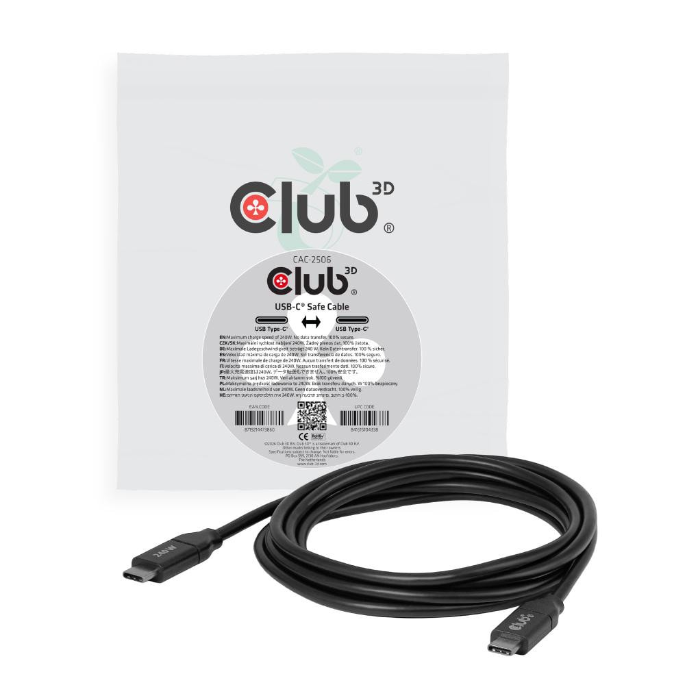 Club3D CAC-2506 USB-C-Sicherheitskabel 240W Datenübertragung 2m