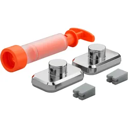 Metaltex VacuumFix Saughaken-Set mit Vakuumpumpe für Badregale chrom