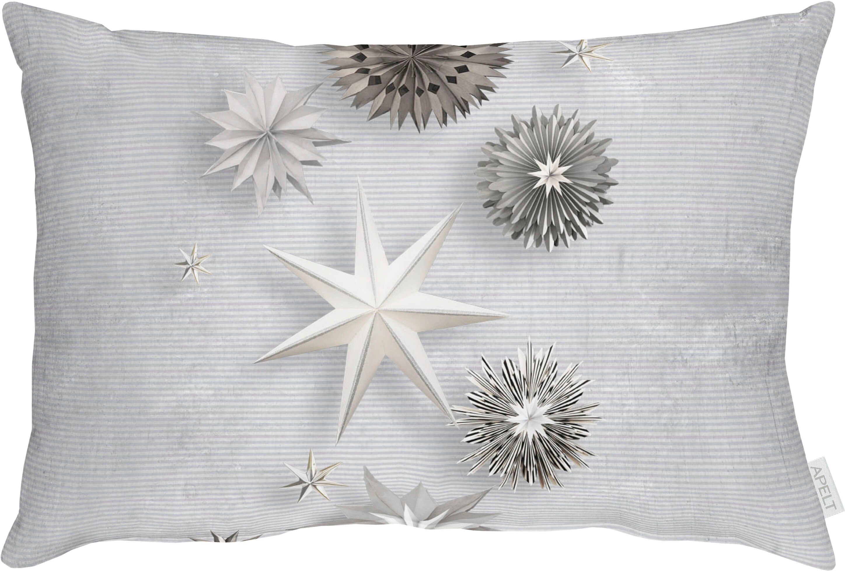 Dekokissen APELT "5844", grau (grau, sterne), B:35cm L:50cm, Baumwolle, Polyester, Dekokissen_Sitzkissen_Kissenhüllen, Dekokissen