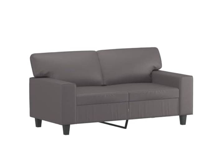 KTHLBRH Sofa-Set, 2-teilig, grau, Kunstleder, mit Kissen Gepolsterter Schaumstoff, Metallrahmen, 4 Kissen inklusive, leicht zu reinigen