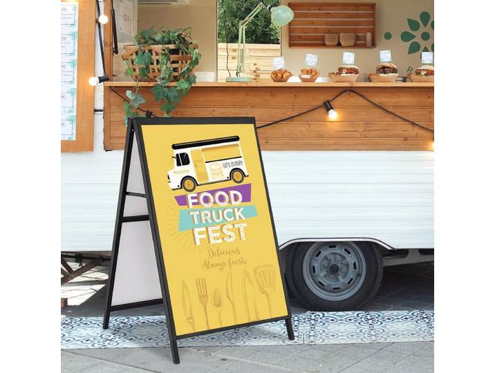 Panneau de trottoir, panneau publicitaire 61 x 91 cm, support d'affiche en acier Q235 avec cadre en A, présentoir publicitaire, panneau de trottoir pour restaurants, bars, cafés, entreprises, etc.