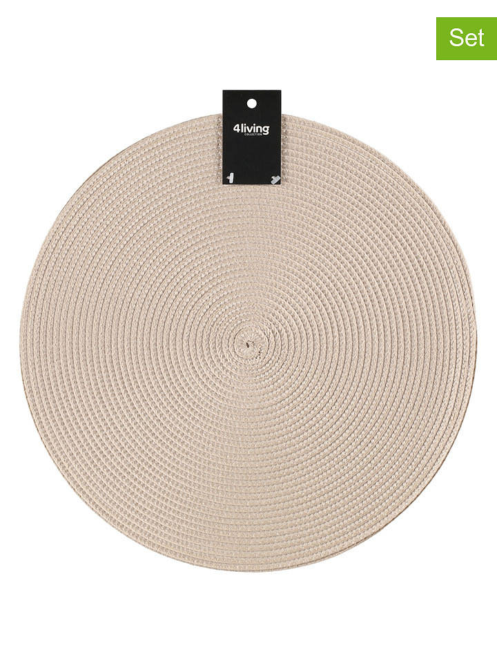 4Living 2er-Set: Tischsets "Miida" in Beige - Ø 38 cm - onesize