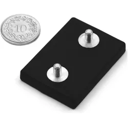 5x Supermagnete, Magnet, Magnetsystem rechteckig gummiert mit Innengewinde (1x)