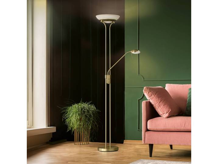 FISCHER & HONSEL LED Deckenfluter Pool, dimmbar, messing / gold, für Wohn- / Esszimmer, Metall, Modern, LED Stehlampe