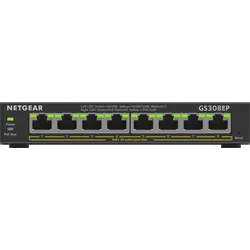 Netgear GS308EP PoE Switch 8 Port Gigabit Ethernet LAN Switch PoE+ 62W Plus (Managed Netzwerk Switch PoE mit IGMP Snooping, QoS, VLAN, lüfterloses Metallgehäuse)
