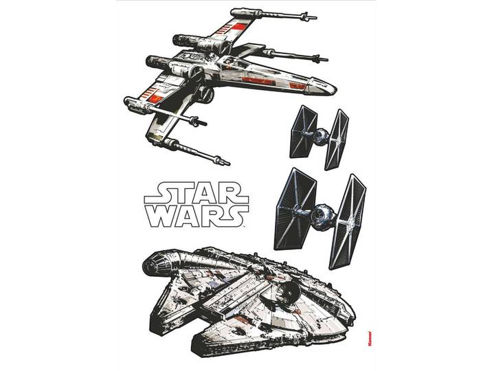Dekosticker Star Wars, Grau, Klar, Schwarz, Kunststoff, 5-teilig, Fahrzeuge, 100x70 cm, einfache und schnelle Anbringung, Tapeten & Wandverkleidungen, Wandtattoos & Sticker, Wandsticker