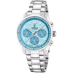 Festina F20753/2 Armbanduhr Unisex Boyfriend Chronograph Stahl/Azurblau