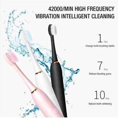 Inspire Curations CleanPulse Sonic Electric Toothbrush Waterproof USB Rechargeable Toothbrush For Adults pink