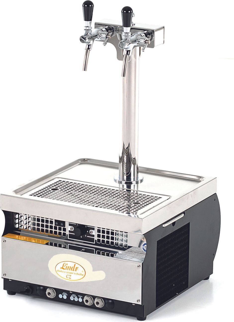 Zapfanlage, Bierzapfanlage, Bierkoffer - Kontakt 55, 2-leitig Trockenkühlgerät aus Edelstahl, 50 Liter/h, Green Line