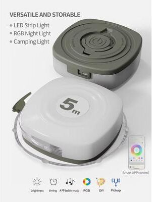 Inspired Finds Bingo Rechargeable Waterproof RGB Camping String Lights With Smart App Control green
