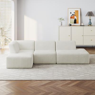Uixe Modular All-Foam Corduroy Compression Sofa With Ottoman