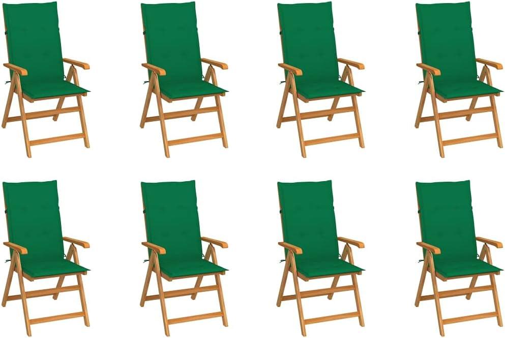 Verstellbare Gartenstühle mit Auflagen 8 STK. Massivholz Teak,Möbel,Gartenmöbel,Gartensitzmöbel,Gartenstühle,57.76KG,3072546