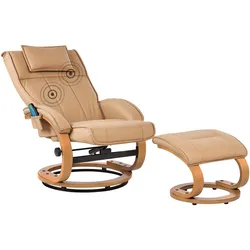 MASSAGESTUHL mit Fußstütze Kunstleder Hellbraun Majestic