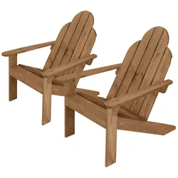 ML-Design ECD Germany Adirondack-Stühle 2er Set, Braun, aus massivem Tannenholz, mit Arm- & Rückenlehne, wetterfest, Gartensessel für Balkon, Garten & Strand