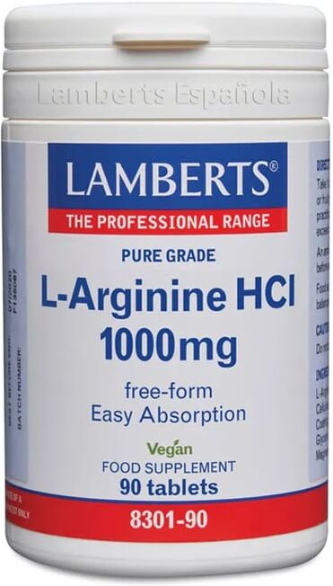 Lamberts L-ARGININA HCL 1000mg 90 Tabs