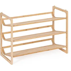 Schuhschrank Cayden aus Bambus, klassisches Design, natur, 3 Fächer, kompakt für Indoor