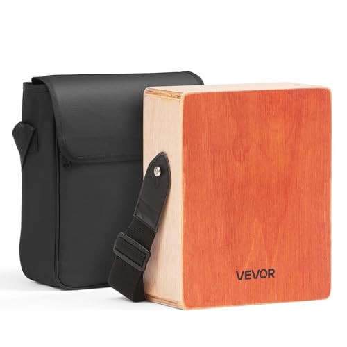 VEVOR Cajon Box Drum met interne gitaarsnaren en reistas, berkenhouten percussie-instrument voor beginners en professionals, 28 x 22,9 x 22,9 cm