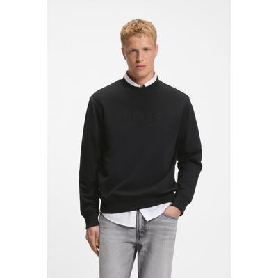 Sweatshirt BOSS ORANGE, Herren, Gr. 4XL, schwarz (schwarz001), Sweatware, Obermaterial: 100% Baumwolle, unifarben, relaxed fit normal, Rundhals, Bündchen, Sweatshirts Sweatshirt, Rundhalsausschnitt, Relaxed Fit, große Logo-Stickerei