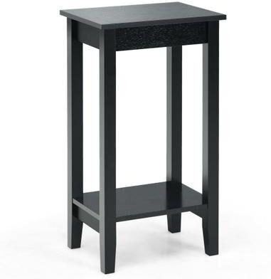 Costway 2-Tier Nightstand End Side Wooden Legs Table for Bedroom-Black