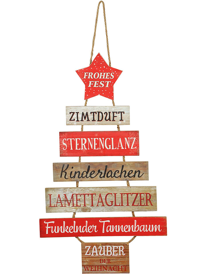 POSIWIO Dekoschild "Frohes Fest" in Rot/ Weiß/ Hellbraun - (B)40 x (H)70 cm - onesize