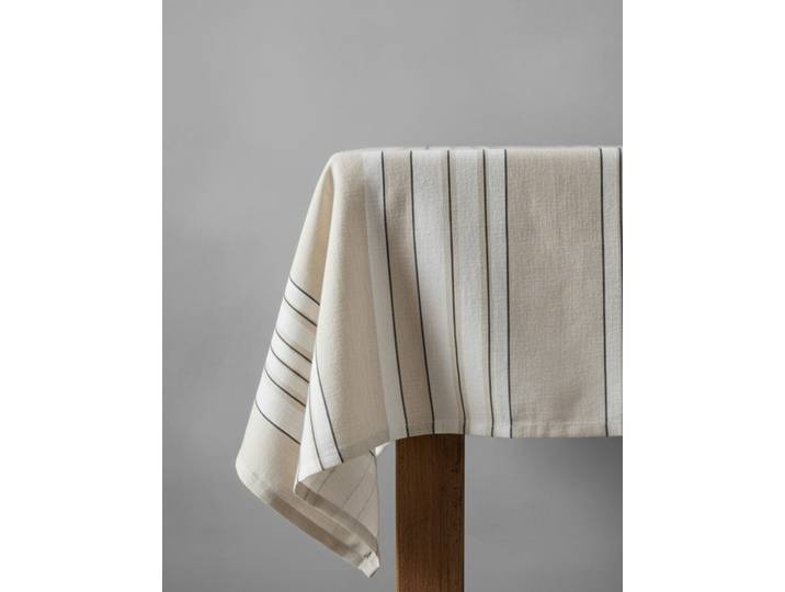 Nappe lin marron-noir-blanc 150x250x2cm