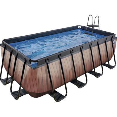 Framepool EXIT, braun, B:200cm H:122cm L:400cm, Schwimmbecken, BxLxH: 200x400x122 cm, mit Sandfilteranlage und Leiter