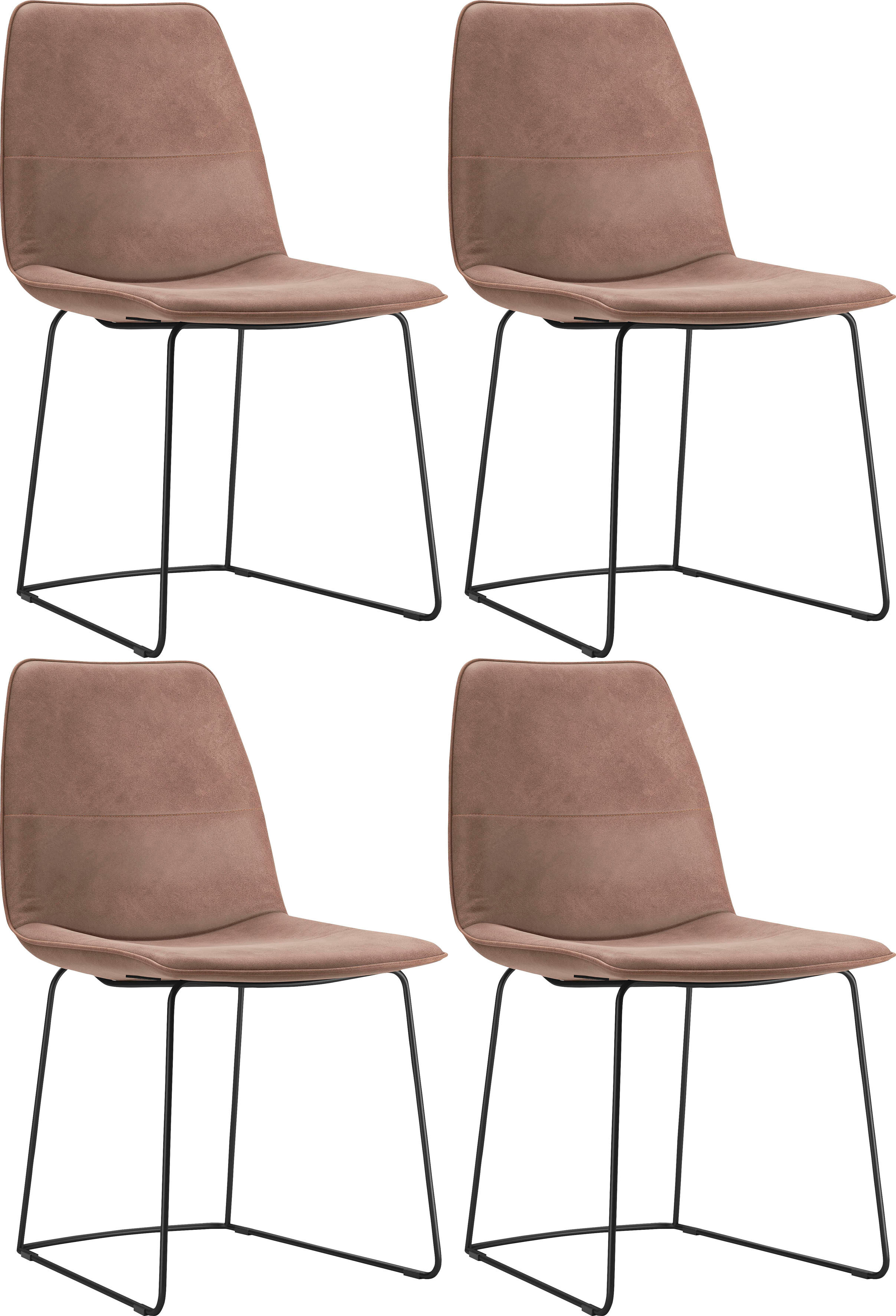 Schalenstuhl FREISTIL ROLF BENZ "117", grau (braungrau 9225, schwarz), B:50cm H:86cm T:59cm, Holzwerkstoff, Stühle, Schalenstuhl, mit schmalem Metallgestell in Schwarz, ohne Armlehne