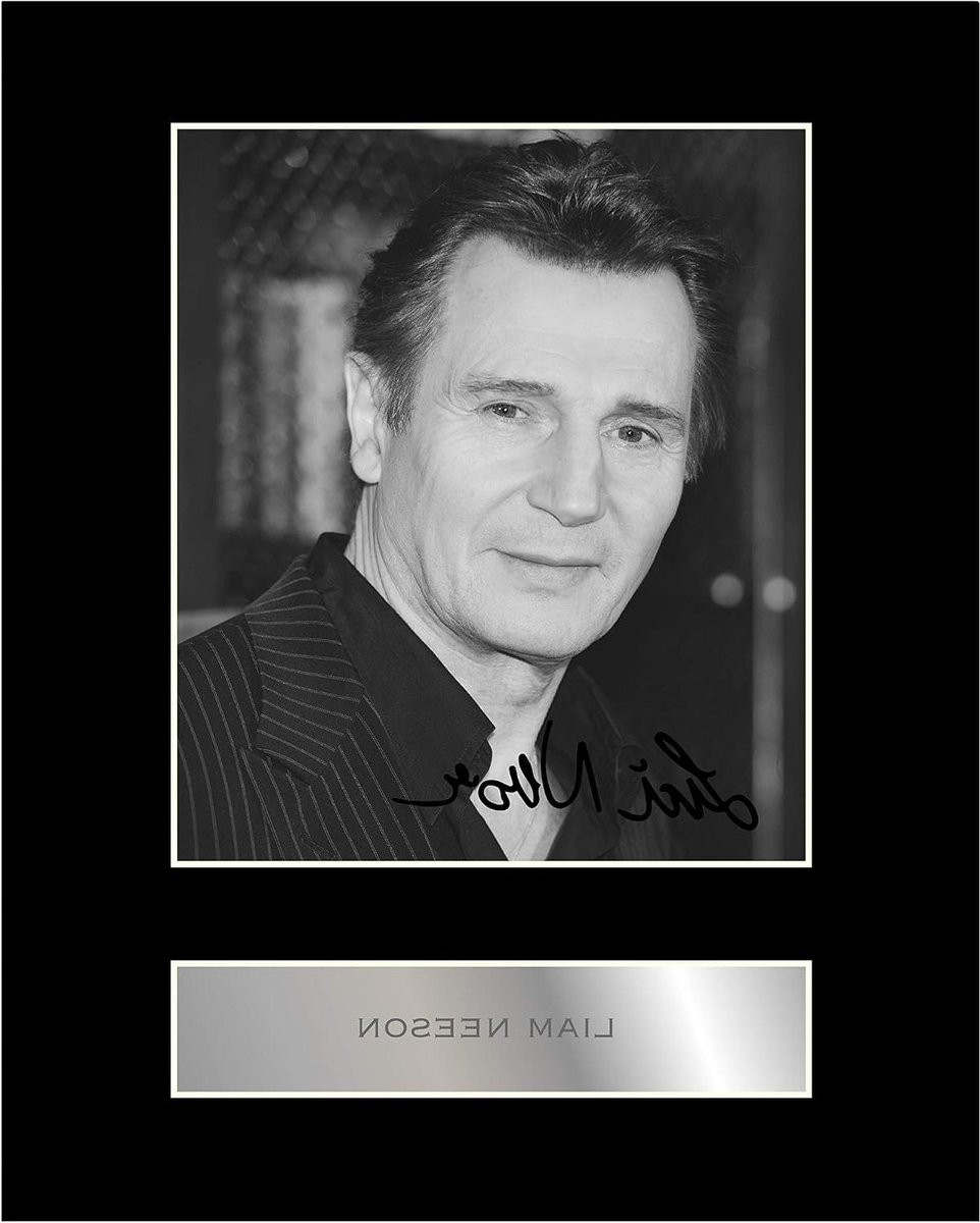 Liam Neeson Foto Display - Gesigneerde Foto - Fan Memorabilia - Zwart - 10x8 Inch