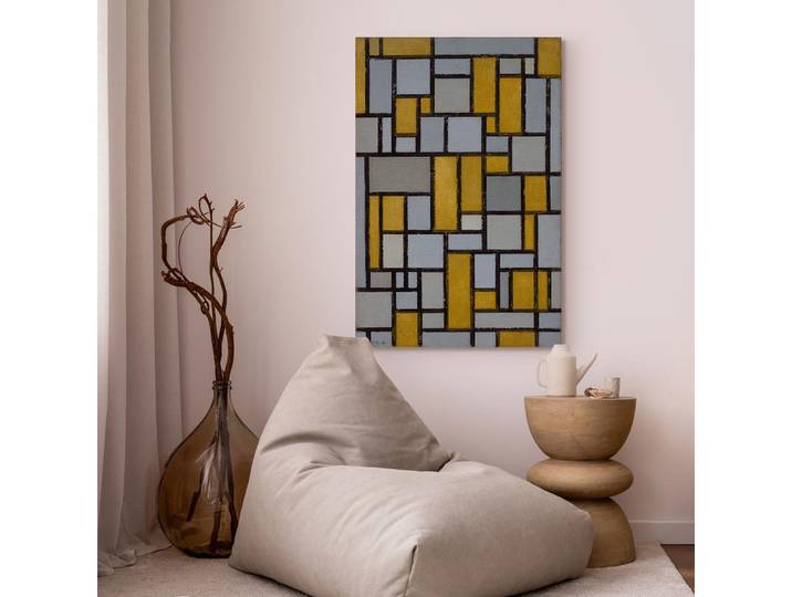 Leinwandbild Composition with grid 1 Filz Gold/Gold 40 x 60cm