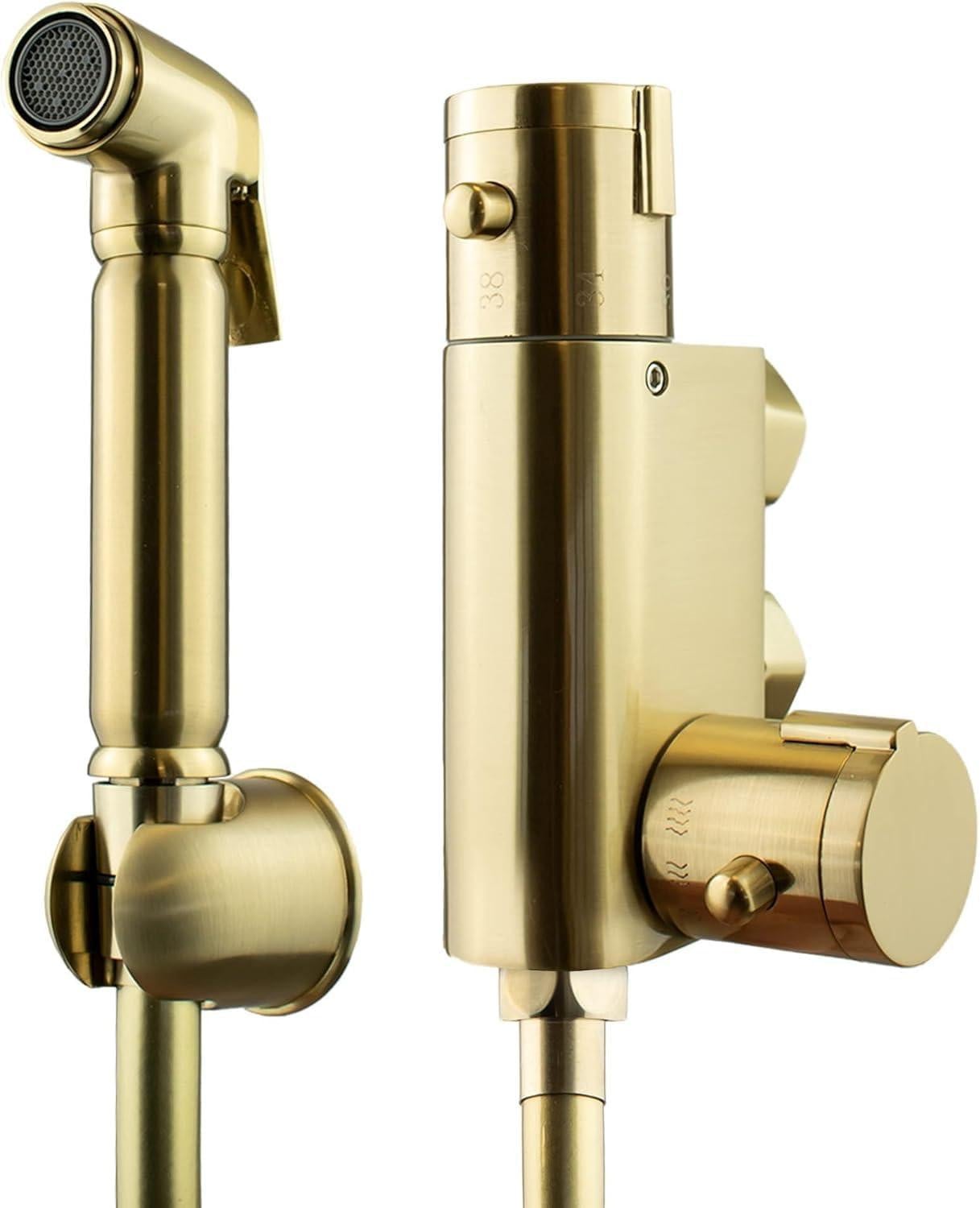 Dripio Thermostatische bidetdouche alles-in-één set in geborsteld goud