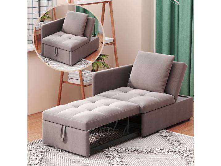 SENVIRO canapé-lit une place convertible dossier réglable 177x68x65 cm gris
