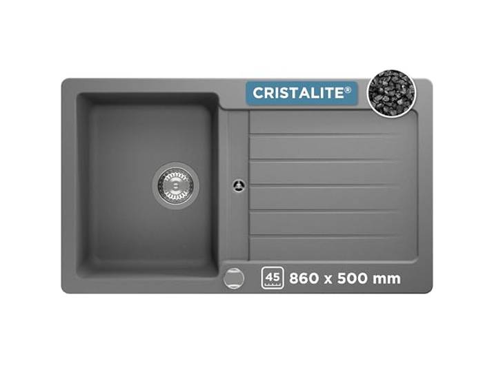 SCHOCK Küchenspüle Typos D-100 in Croma I Granitspüle für 45 cm Unterschrank I robustes, pflegeleichtes Cristalite I geräumiges Becken mit Abtropffläche I Design-Spüle mit Excenterbedienung