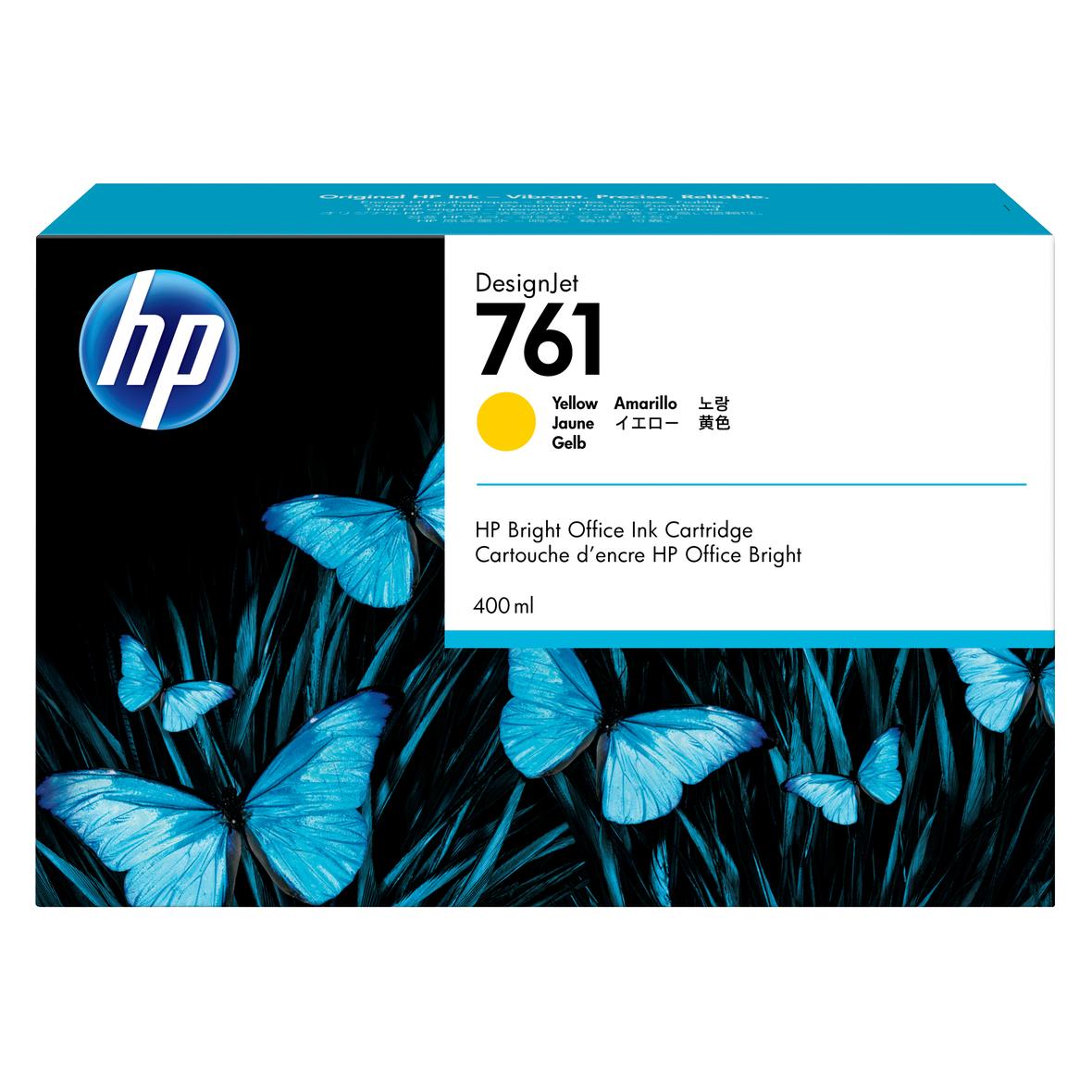 HP 761 Yellow DesignJet printer cartridge, 400 ml, ink base (CM992A)