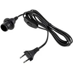 ChiliTec Netzkabel mit Schalter und E14 Fassung 1,4m + 2m lang, schwarz