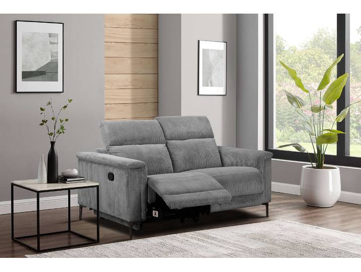 2-Sitzer OTTO HOME LUND Cord, 160 cm, manuelle o. elektrische Relaxfunktion , grau, B:160cm H:97cm T:100cm, 100% Polyester, Sofas, manuell od. elektrisch (m.USB-A), Federkern und Kopfteilverstellung