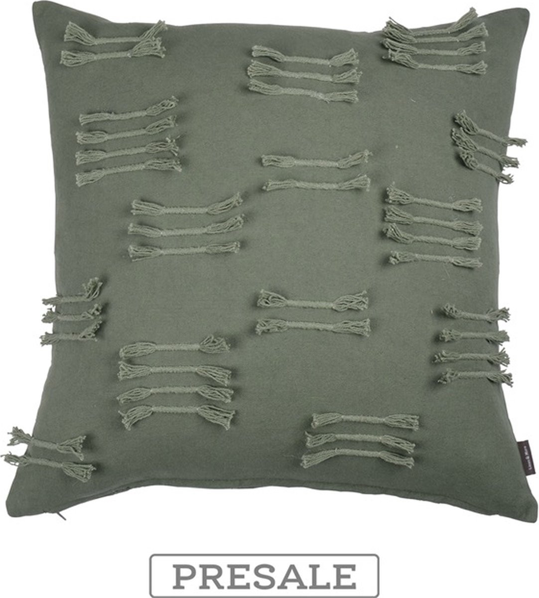 Linen & More Uneven Ruffle Sierkussen Sage, 45 x 45 cm