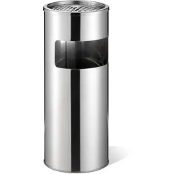 DURABLE Papierkorb 337323 26x62cm mit Ascher metallic silber