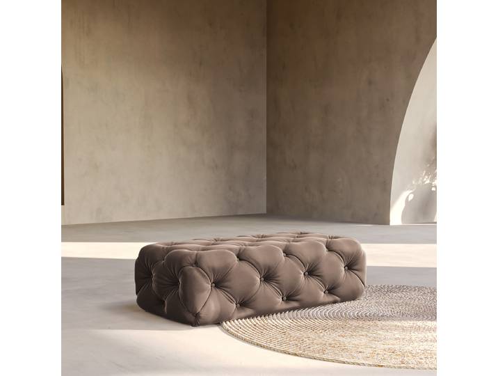 Polsterhocker 130 x 65cm Braun Samt Ravi: Braun