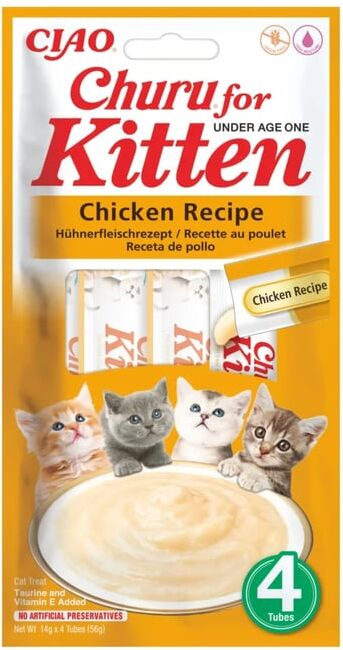 Churu Kitten Receita de Frango 12 uds x 4 uds