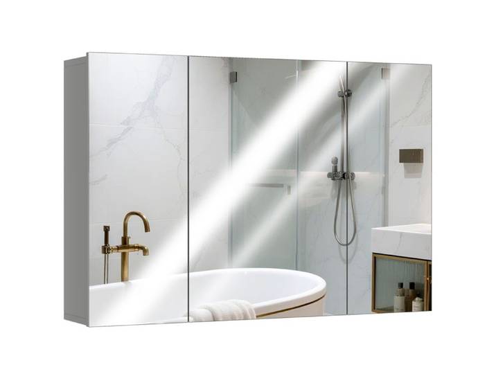 kleankin - Armoire à miroir - MDF - 90x15x60cm - Gris