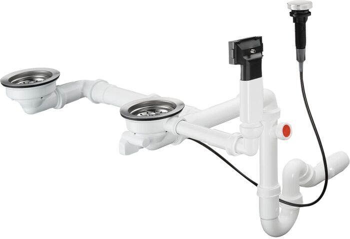 Hansgrohe Ab- und Überlaufgarnitur 43938000 chrom, automatisch, für Doppelbecken Granit