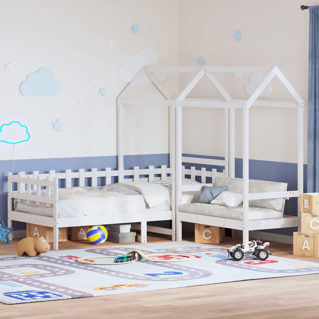 Maison Exclusive - Tagesbett und Bank mit Dach Weiß 80x200 cm Kiefernholz