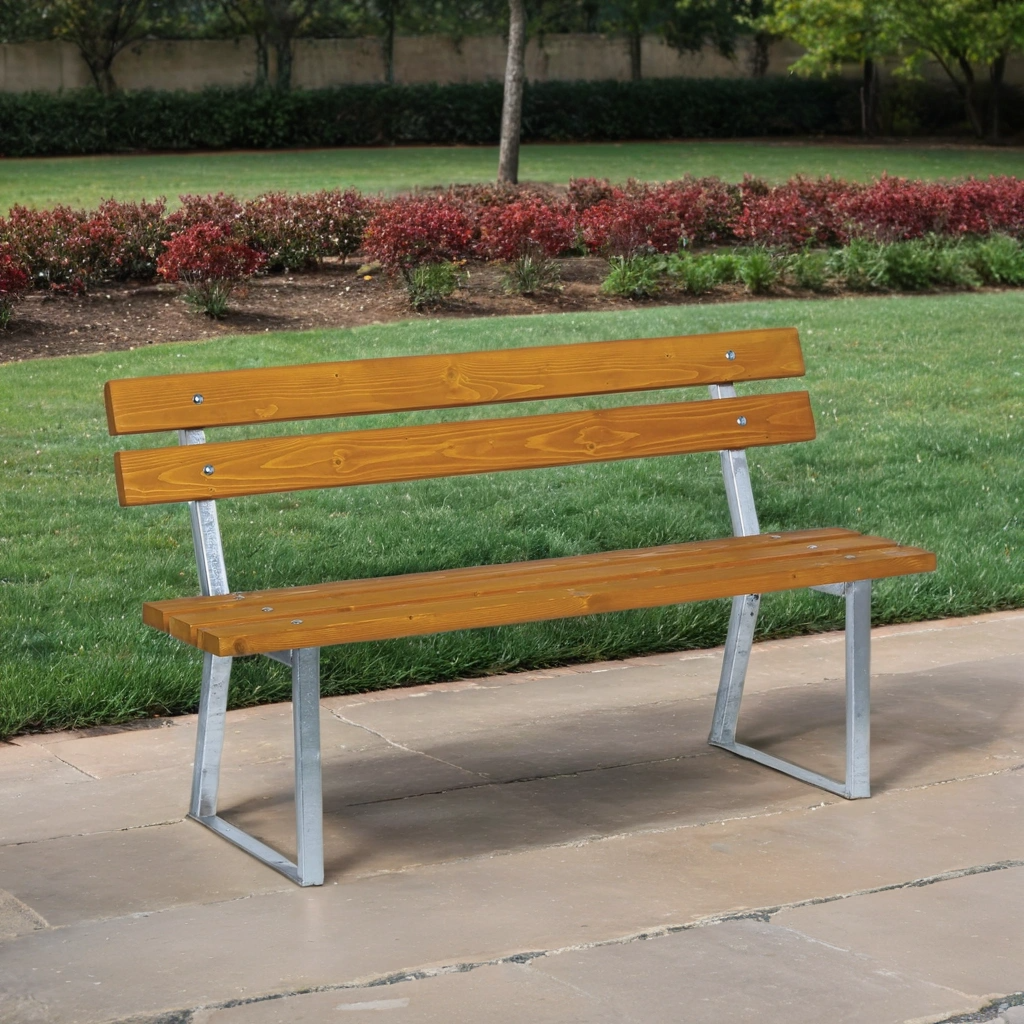B2B Partner Parkbank STANDARD mit Rückenlehne, verzinkt, 1500 mm, limba