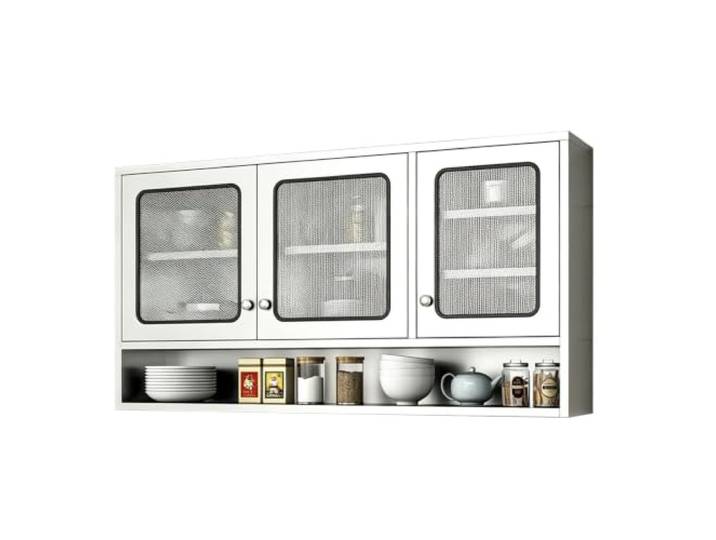 LYUCAYHQ Badezimmer Wandschrank mit Gittertüren, Verstellbaren Einlegeböden Wandschrank aus Edelstahl 304 mit Magnetverschluss für Küche, Speisekammer und Garage(150x30x70cm/59x12x28in)