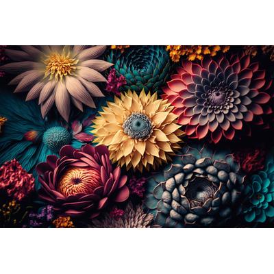 Leinwandbild BÖNNINGHOFF "Wandbild BUNTE BLUMEN 60x90 cm – Leinwandbild Keilrahmen Deko modern", gelb (farbe rahmen: kein rahmen, farbe bild(er): gelb, grün, rot, blau), B:90cm H:60cm T:1,8cm, Canvas, MDF, Bilder, Leinwandbild, auf Keilrahmen gespannt